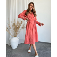 Терракотовое платье-халат с декольте