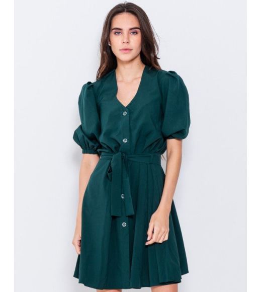 Зелене офісне плаття з повітряними рукавами