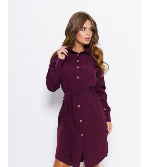Фіолетова сукня-сорочка з довгими рукавами