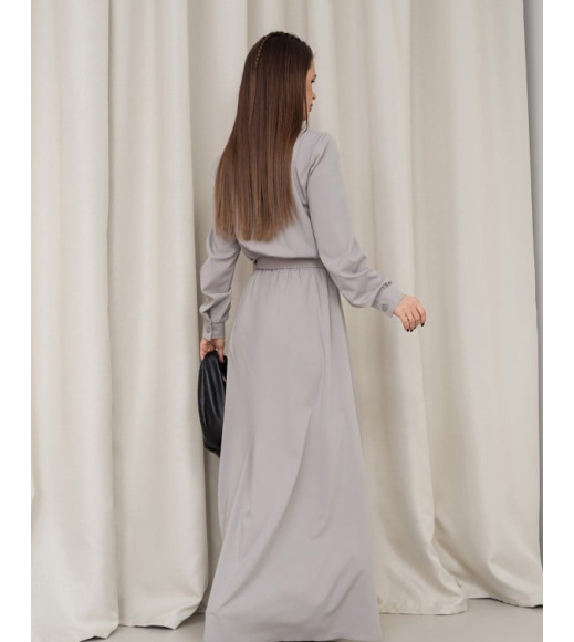 Сіра сукня-сорочка з довгими рукавами