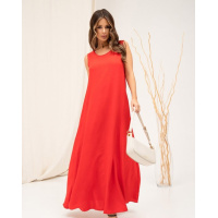 Красный длинный сарафан свободного кроя