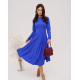 Синее классическое платье с длинными рукавами