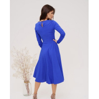 Синя класична сукня з довгими рукавами