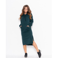 Зеленое миди платье из трикотажа на флисе