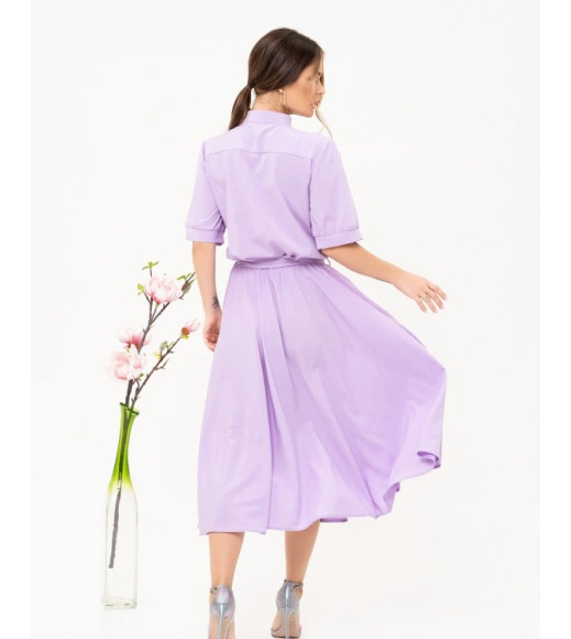Бузкове плаття-сорочка міді довжини