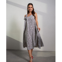 Оливковый сарафан с асимметричной горловиной