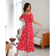 Червона квіткова сукня з бавовни