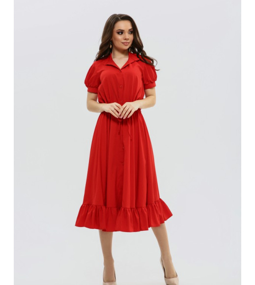 Червона приталена сукня на гудзиках