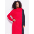 Червоно-чорне вільне плаття з високою горловиною
