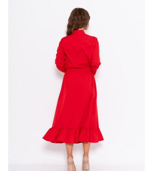 Червона сукня на гудзиках приталена куліскою