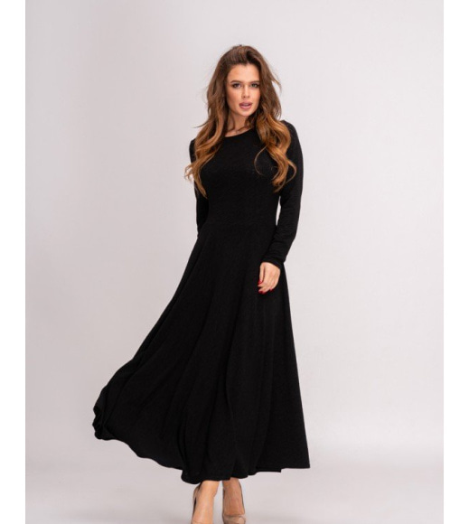 Чорне довге плаття з трикотажу фактурного