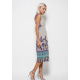 Бежеве літнє плаття з глибоким декольте і фіолетовим мереживом на спинці