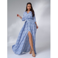 Хлопковое длинное платье с цветочным принтом