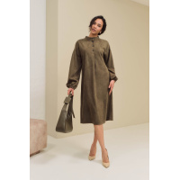 Свободное замшевое платье цвета хаки с длинным рукавом Seventeen 2097.5812