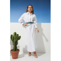 Молочное длинное платье-рубашка на пуговицах Seventeen 2287.6351