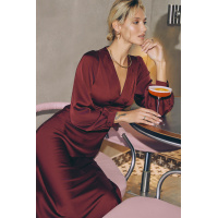 Шелковое миди платье цвета бургунди с длинным рукавом Seventeen 2225.6201