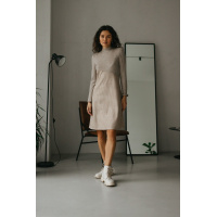 Короткое ангоровое платье цвета капучино в клетку на длинный рукав Seventeen 2036.5276