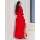 Длинное красное платье с разрезом