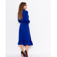 Ярко-синее приталенное платье на пуговицах