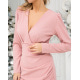 Розовое блестящее платье с драпировкой