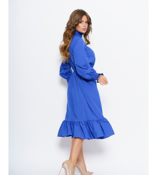 Синя приталена міді сукня з жаткою