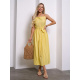 Желтый льняной сарафан кроя на запах