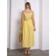 Желтый льняной сарафан кроя на запах