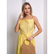 Желтый льняной сарафан кроя на запах