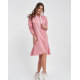 Розовое трикотажное спортивное платье с воланом