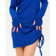 Синее ангоровое платье с кулиской сбоку