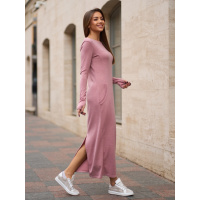Ангоровое длинное платье карандаш розового цвета