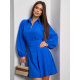 Синее платье-трапеция с воротником