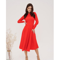 Красное классическое платье с длинными рукавами