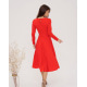 Червона класична сукня з довгими рукавами