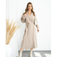 Бежевое платье-тренч миди длины