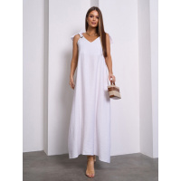 Белый льняной сарафан на завязках