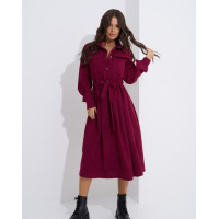 Бордовое платье-рубашка из вельвета