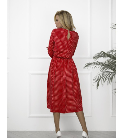 Червоне в горошок плаття з довгими рукавами