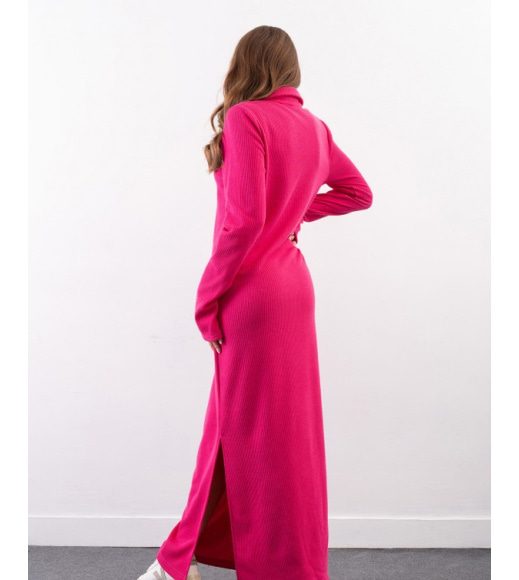 Малинова довга сукня з коміром-поло