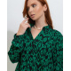 Зеленое свободное платье-рубашка из хлопка