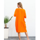Оранжевое свободное платье с V-образной горловиной