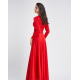 Красное сатиновое платье в пол