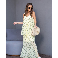 Желтый шифоновый сарафан с воланом