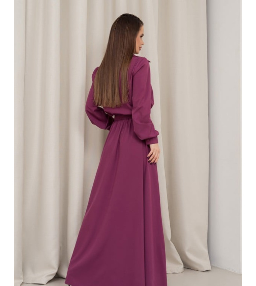 Фиолетовое платье-рубашка с длинными рукавами
