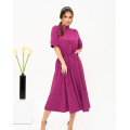 Фиолетовое платье-рубашка миди длины