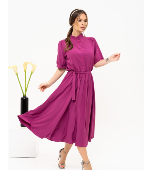 Фіолетова сукня-сорочка міді довжини