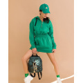 Зеленое теплое платье-толстовка с капюшоном