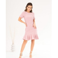 Рожева лляна сукня з нижнім воланом