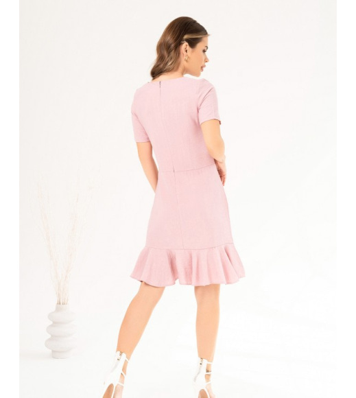 Рожева лляна сукня з нижнім воланом