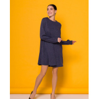 Синее свободное платье трапеция